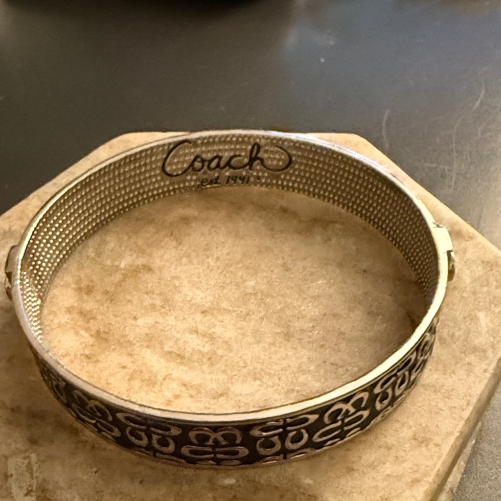 Coach Bangle  Coach Bracelet  Designer Bracelet  Silver Black Tone Coach